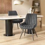 Hawthyhome s&ouml;&ouml;gitoa toolid, FU01043DG-2, polsterdatud kunstkangas, seljatugi, metallist jalad, kaasaegsed tugitoolid k&ouml;&ouml;ki, 10 cm istmepadi, 2 tk, tumehall
