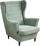 2-osaline tugitooli kate, Wing Chair Cover, diivanikate, Stretch diivanikate tugitoolidele, elutuba (roheline)