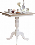 Loberon Kingston Intarsia laud, antiikviimistlusega alus, elegantne kahetooniline s&ouml;&ouml;gilaud, bistro laud, p&auml;rnapuit, papplipuit, valge/pruun
