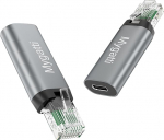USB C Ethernet adapter (2PK, hall), Type-C emas RJ45 isasse, kaasaskantav 1 Gbit/s USB C v&otilde;rgumuundur, toetab C-C ja A-C kaablit, &uuml;hildub MacBook Pro, iPad Pro'ga