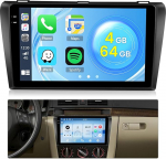 Roinvou 4+64G Android 15 autoraadio Mazda 3 2006-2012 juhtmevaba Carplay Android auto, 9-tolline autoraadio Incell puuteekraaniga GPS navigatsiooniga Bluetooth EQ WiFi RDS FM SWC MIC tagurduskaameraga