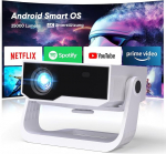 Nutikas projektor 4K toega, Android 11, Full HD 1080P, 28000 luumenit, WiFi 6 & BT 5.2, 120&deg; reguleeritav statiiv, elektriline fookus, keystone korrektsioon, kodukino projektor Switch/PS5 jaoks.