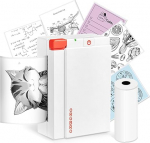 ORGBRO Mini Printer for Smartphone, X3 Sticker Printer Bluetooth with 1 Roll Sticker Paper, 300DPI Mini Printer Label Printer, Portable Thermal Printer for Study, Notes & Photos, White