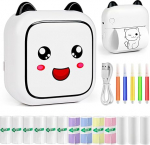 Ambesty Mini Printer, Mobile Photo Printer, Portable Mini Photo Printer, Wireless Photo Printer, Thermal Printer, with 13 Rolls of Printer Paper and 5 Colouring Pencils, Smartphone Bluetooth Printer,