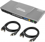 TESmart HDMI KVM Switch 4K @ 60Hz, 2 in 1 out, 2PC KVM Switch, HDMI 4:4:4 Ultra HD, USB 2.0, IR Remote/Hotkeys/Push Button Switch, koos sisendkaablitega, hall