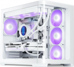 SAMA V60 Mid Tower PC korpus, kumer klaasist esiosa, 7&times;120mm ARGB PWM ventilaator, USB Type-C, k&otilde;rge l&auml;bilaskev&otilde;imega ATX PC korpus m&auml;nguriarvutile, Back-Connect Ready, 360mm AIO tugi - valge