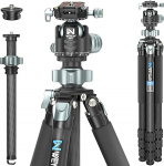 WEYLLAN Carbon Fibre Tripod, 168 cm, Pro Heavy-Duty Tripod Made of Carbon Fibre with 29 mm Tube, 44 mm Ball Head, Compact Travel Tripod for Camera, Camcorder, Tripod with Monopod Function, 25 kg Load