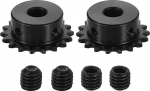 sourcing map 2 St&uuml;ck #25 Kettenrollenritzel 10 mm Bohrung, 18 Z&auml;hne C45 Kohlenstoffstahl ANSI #25 Rollenkettenrad rundes Loch mit Stellschrauben f&uuml;r ISO 04C Kette