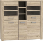 Newroom Sonoma Tamme Vitriinkapp Modern - 146.3 x 137.4 x 41.3 cm (B x K x S) - Klaasist vitriinkapp Seisev vitriinkapp Klaasist kapp - [Cosima.Four] elutuba kontor