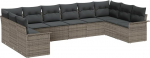Rantry 10-teiliges Garten Sofa Set mit Kissen Grau Poly Rattan Gartenlounge Model3345539