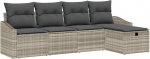 5-teiliges Garten-Sofa-Set mit Kissen Hellgraues Poly-Rattan Gartenlounge Model3359261