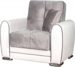 Dmora - Enrique diivanvoodi, konteinertool elutuppa, voodiks teisaldatav, puhketool pehmest kangast, cm 97 x 84h91, valge ja helehall