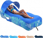 Inflatable Lounger, Air Sofa with Unique Sun Protection Design, Inflatable Beach Bed with Cushion, Waterproof Inflatable Couch, Camping Chair, Hammock for Hiking, Backyard, Travel, Beach