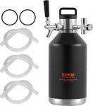 VEVOR Beer Tap System Mini Beer Barrel Beer Brewing Device 4 L, Portable Pressure Barrel Set Double Layer Stainless Steel Layer Growler System Adjustable Tap 27 &deg;C, Draft Beer Home Brewery Fresh and