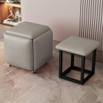 YXZN 5 in 1 Nesting Stool Footrest Stool Cube Footrest Seat Stackable Stool Footstool with Wheels for Bedroom Dorm Living Room