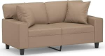Model3200865 Cappuccino pruun 2-istmeline kunstnahast diivan koos dekoratiivpadjaga 154 x 77 x 80 cm Elutuba ja teleriruum