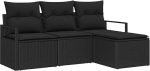 Model3346333 4-osaline aia diivan komplekt pehmendusega Must Poly Rattan 2-kohaline aia diivan pehmendusega Must Poly Rattan Garden Lounge