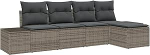 Rantry 5-teiliges Garten-Sofa-Set mit Kissen Grau Poly Rattan Gartenlounge Model3347019