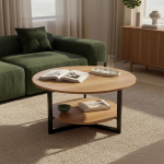 sk&oslash;lm Drakkar &uuml;mmargune kohvilaud l&auml;bim&otilde;&otilde;duga 70 cm - elutoa laud massiivsest tammepuust ja metallraamiga - diivanilaud 2 riiuliga - v&auml;ike &otilde;litatud k&uuml;ljelaud - puidust laud elutoas koos hoiuruumiga