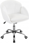 Yaheetech Home Office Chair Makeup Chair Desk Chair Height Adjustable Swivel Chair up to 136 kg Load Capacity Velvet Chair with Armrests and Backrest for Bedroom Office Living Room White