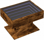 vidaXL LED kohvilaud, k&uuml;ljelaud LED Infinity peegliga, kohvilaud, diivanilaud elutuppa, elutoa laud, suitsutatud tammepuust materjalist