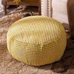 SUTAVIA Pouf Ottomani kate T&auml;itmata dekoratiivsed Bean Bag pehme ladustamise Bean Bag 20 x 20 x 8 tolli ruudukujuline p&otilde;randal jalutus elutuppa magamistoas (kollane, &uuml;mmargune)