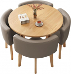 Runder K&uuml;chentisch und St&uuml;hle Set f&uuml;r 4 Personen, starker Metallrahmen, platzsparender B&uuml;rotisch und Stuhl-Set f&uuml;r Haus und Wohnung