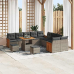 Homgoday Modulares Garten-Sofa Set | Poly-Rattan | Grau | 289x283x85 cm | Outdoor Party Model3365313