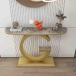 Generisch Moderner, schmaler Konsolentisch mit Metallgestell - Beistelltisch f&uuml;r Wohnzimmer, Flur, Eingangsbereich - Stilvoller Akzenttisch (Gold, 80 cm)