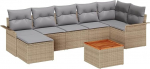 Rantry 8-teiliges Garten Sofa Set mit Kissen Beige Poly Rattan Akazie Gartenlounge Model3347357