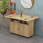 V&auml;ljat&otilde;mmatav s&ouml;&ouml;gilaud rataste ja hoiuga, kokkupandav k&auml;sit&ouml;&ouml;laud v&auml;ikesesse k&ouml;&ouml;ki, puit, 80 x 70 cm, ruumi s&auml;&auml;stev disain lihtsaks liikuvuseks