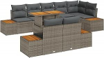 9-teiliges Garten Diivan Set mit Kissen Grau Poly Rattan Gartenlounge Model3358818