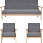 3-teiliges Sofaset aus dunkelgrauem Stoff, M&ouml;bel-Set f&uuml;r Schlafsofa, Wohnzimmer, Couch, modernes Sofaset f&uuml;r den Au&szlig;enbereich, f&uuml;r den Au&szlig;enbereich, Modell 279145