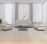 Gecheer 3-TLG. Sofagarnitur mit Kissen Hellgrau Samt, Moderne Couch Polstersofa f&uuml;r Wohnzimmer Schlafzimmer Spielzimmer3202190