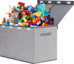 ELUCHANG Toy Storage Box, 81L Large Foldable Kids Toy Chests & Boxes for Boys Girls, Grey Toy Storage Organiser with Flip-top Lid, Childrens Storage Box for Clothes, Bedroom, Playroom, Kindergarten