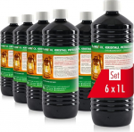 H&ouml;fer Chemie FLAMBIOL Purified Petroleum 6 x 1 Litre Heating Oil - Dearomatized Quality - For Camping Heating, Petroleum Lamp & Grill Lighter - Soot-Free Burning
