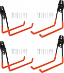 Knpwer Pack of 4 Garage Hooks, Garage Storage Double Hooks, Wall Hooks, Heavy Duty Wall Mount Tool Holder for Bulk Goods, Bicycles (Orange, 19 x 16 cm)