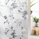 Shackcom Window Film Self-Adhesive 90 x 200 cm Window Film Opaque Privacy Film Static Adhesive Anti-UV Decorative Film with Peony Flower Pattern for Living Room Bedroom J028