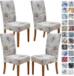 SPRINGRICO Chair Covers for Dining Room, Set of 4, Stretch Dining Chair Cover, Washable Spandex Kitchen Parsons Chair Slipcovers, Removable Seat Protector for Home or Party (Pack of 4, Modish Linary)