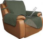 ISSUNTEX Double Protection 100% Waterproof Recliner Covers for Living Room Reversible Furniture Protector Recliner Couch Sofa Slipcover for Dogs Pets Kids (Oversized Lounger, Green/Beige)