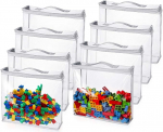 BOXOB Pack of 8 Storage Bags for with Zip, 32 x 31 x 8 cm, Transparent PVC Organising Bags, Building Blocks, Puzzles, Toys