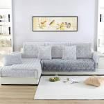 Slipcovers L Shape Sofa Cover Corner Sofa for Pets Sofa Non-Slip Wide Side Bay Sofa Cover Grey 90 x 240 cm