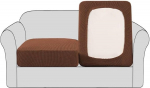 H.VERSAILTEX Individuelle Sitzkissen&uuml;berz&uuml;ge, hochdehnbar, Sofa-Schonbez&uuml;ge, Couchkissen&uuml;berz&uuml;ge, Sofabez&uuml;ge mit Jacquard-Struktur-Twill-Stoff (2 St&uuml;ck f&uuml;r 2 Kissen, Zweisitzer, Karamell)