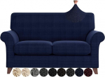ZNSAYOTX 3 Pieces Loveseat Covers for Living Room Non-Slip Stretch Couch Covers for 2 Pillows Couch Pets Dogs Sofa Slipcover Machine Washable Furniture Protector (Navy, Loveseat) Medium