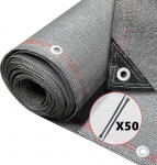 VOUNOT&reg; taraekraan 1 x 10 m, privaatsus tara 230 g/m&sup2; HDPE varju v&otilde;rk, tuulekaitse, UV-kindel, rebenemiskindel, 95% varjestusaste, aukude ja kaablikinnitustega, Hall