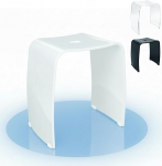 Meran Vannitoatool - valge akr&uuml;&uuml;list du&scaron;itool k&auml;epidemega, ergonoomiline iste, libisemiskindlad kummist jalad ja ajatu disain (kuni 180 kg)