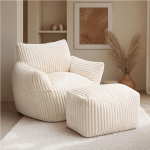 JULY'S SONG Equemer Bean Bag tool koos tugitooliga, XXL Bean Bag diivan, t&auml;iskasvanutele v&otilde;i lastele, Equemer tugitool, Lounge, elutuba, magamistuba, kontor, kreemvalge v&auml;rvusega.