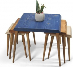 T&auml;ispuidust 6-osaline pesitsuslaudade komplekt - rustikaalne k&auml;sitsi valmistatud puidust k&uuml;ljelauad koos kahe k&uuml;ljelauaga elutuppa, kohvilaudadele ja ruumi s&auml;&auml;stvale m&ouml;&ouml;blile