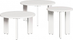 Couchtisch Set Wei&szlig; Massivholz Kiefer 3er Nesting Tables 47,5 cm rund Modernes Design platzsparend f&uuml;r Wohnzimmer Sofa Lounge