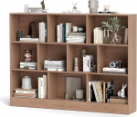 KOMFOTTEU raamaturiiul, 10-kohaline, avatud kuubikujuline riiul, 3 tasandit, seisev riiul, kallutuskaitsega hoiuriiul, kontoririiul, m&auml;nguasjade riiul, puit (naturaalne, 140 x 24 x 104 cm)